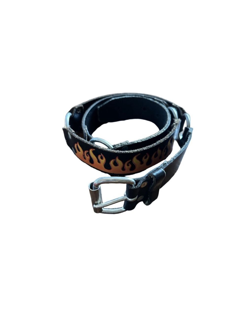 Men’s Unbranded Black Orange Flame Belt Y2K Grunge